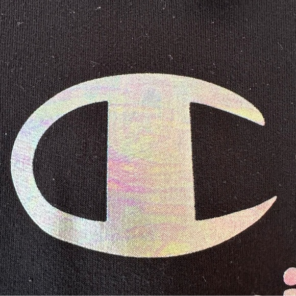 Women’s Small Champion Hoodie In Black With Silver Metallic Champion Word Logo - Picture 6 of 16
